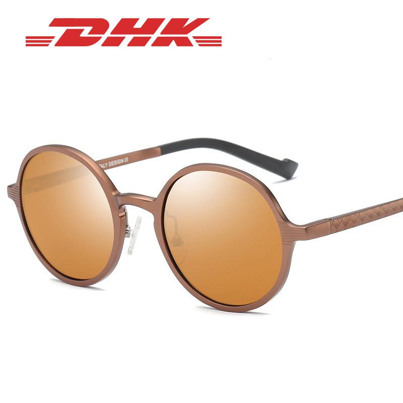 Мужские алюминиево-магниевые поляризационные круглые ретро солнцезащитные очки для вождения и езды на велосипеде 8552