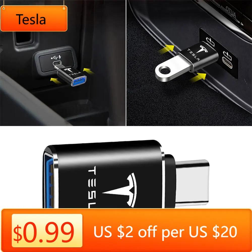 Car Sticker Tesla OTG USB 3.0 To Type C Adapter Converter Phone Charging Cable Charger For Tesla Coil Mod Model 3 Y S X 2017-202
