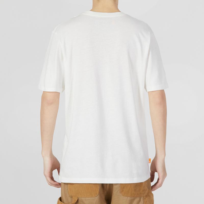 Timberland Футболка с круглым вырезом и буквенным принтом, американская винтажная, мужские топы, белая A62QN-CM9