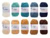 Millais Cotton Medium Crochet Knitting Yarn, Weight, 10-Color Set, Approx. 40g/128m Ball, (Winter)