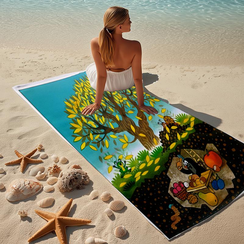 proof beach towel with a The Little Mole1 pattern - soft,absorbent,quick-drying,machine washable - perfect for swimming,camping,bathing
