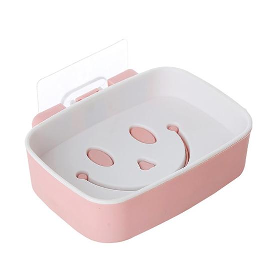 Wall Mount Soap Dish Double Layers Quick Drain No Drill Adhesive Modern Kitchen Bathroom Shower Soap Holder Container Box Saver