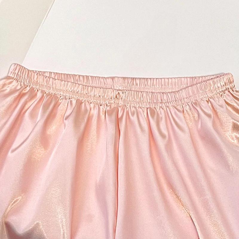 Elegant Rhinestone Button Solid Pajamas for Women Y2k Pink Sweet Fresh Summer Cool Casual Lounges New Classic Sleepwear