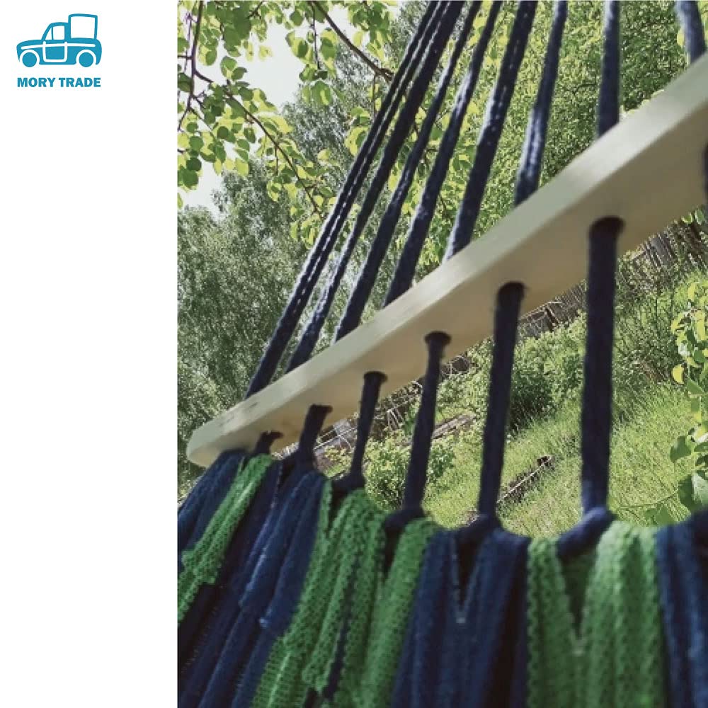 Morytrade Тканевый гамак с деревянным каркасом для кемпинга на открытом воздухе и использования в помещении (1 человек, синий)