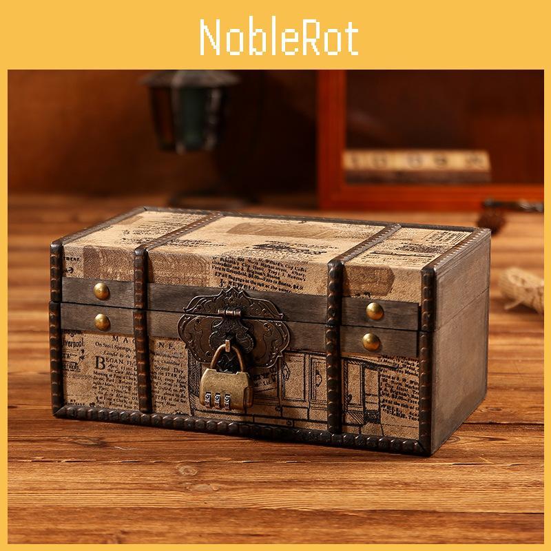 Wooden Retro Jewelry Storage Box With Lid For Cosmetics Organization Accessories