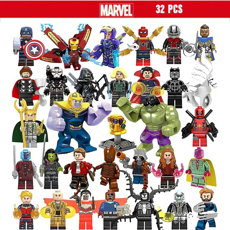 Marvel Superhero Boy Puzzle Building Block Set 32pcs Plastic Material 4.5cm Height