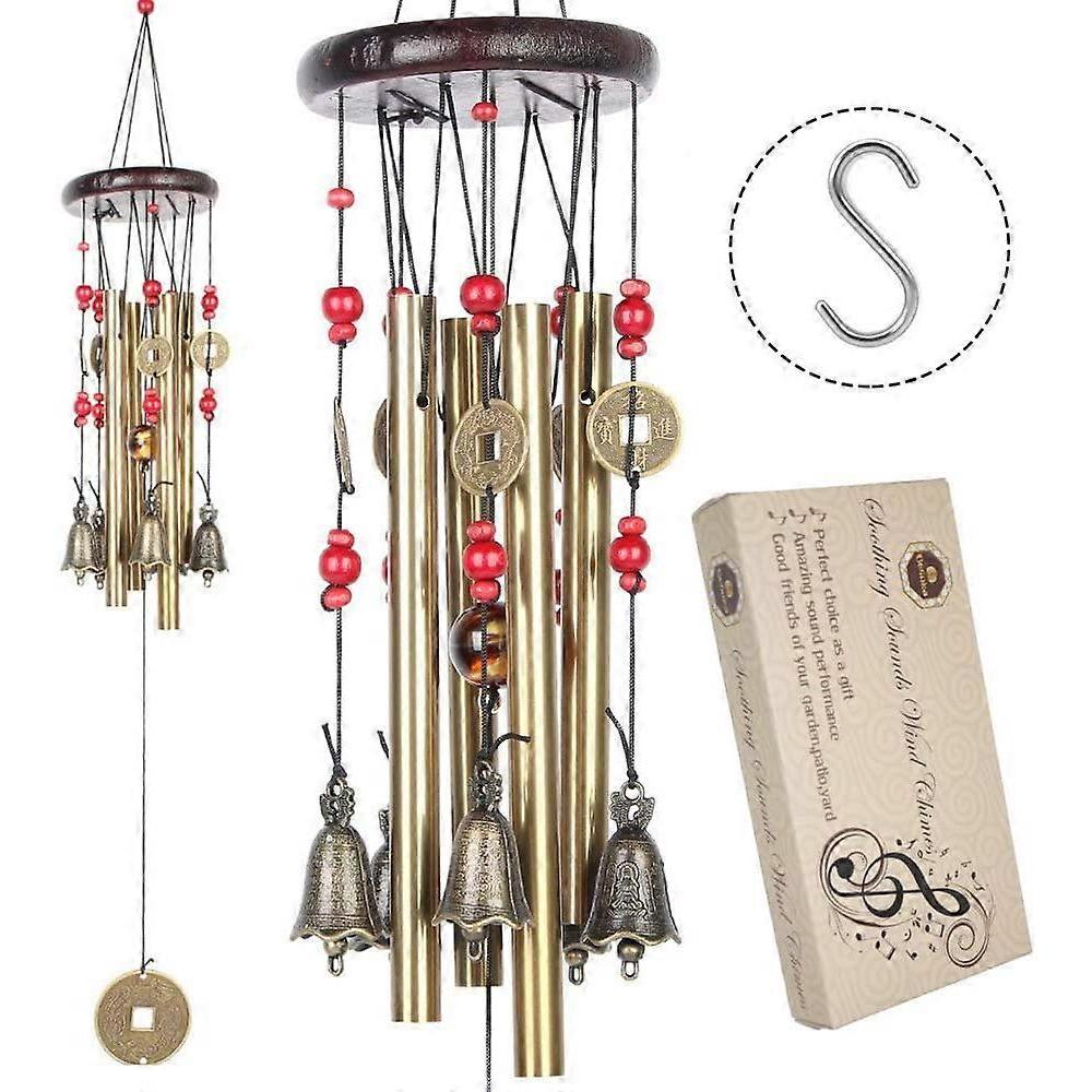 Chinese Traditional Amazing 4 Tubes 5 Bells Bronze Yard Garden Outdoor Living Wind Chimes
