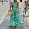 Women's Fashion Summer Spring Bohemia Print Sleeveless Middle Waistline Casual Dresses