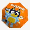 Custom Name Bluey Theme Automatic Umbrella, Lightweight & Portable, 8 Rib, Perfect for Outdoor Travel, Birthdays, Christmas, Gifts.