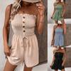 Женский комбинезон, летний повседневный короткий комбинезон на тонких бретельках, комбинезон без рукавов, свободный крой с карманами