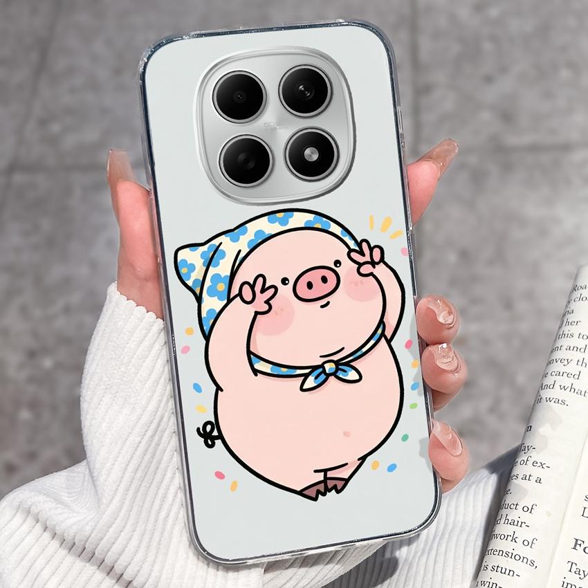 For Redmi Note 15 14 13 Pro Plus 5 5A 4 4X Phone Case Chinese Style Red-Crowned Crane Patterns Transparent TPU Shockproof Casing For Redmi Soft Covers