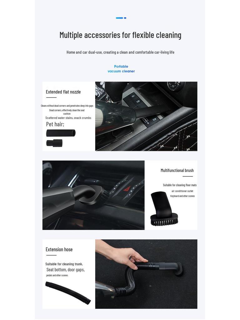 Перезаряжаемый беспроводной ручной автомобильный пылесос высокой мощности с сильным всасыванием для волос