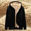Men's Plus Velvet Thick Hooded Sweater Youth Cardigan Top Student Zipper Sweater Men's Size Jacket