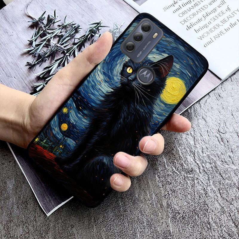 Чехол с рисунком «Звездная ночь» Ван Гога с кошкой для Motorola Edge 50 40 Pro 50 40 30 Ultra Neo Fusion Moto G84 G54 G85 G62 G53 G72
