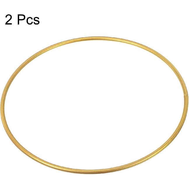 PATIKIL 7 Inch Round Metal Floral Hoop, 2 Pcs Plated Wreath Frame Macrame Ring, for Wedding Geometric Decor Party Wall Hanging, Gold Tone