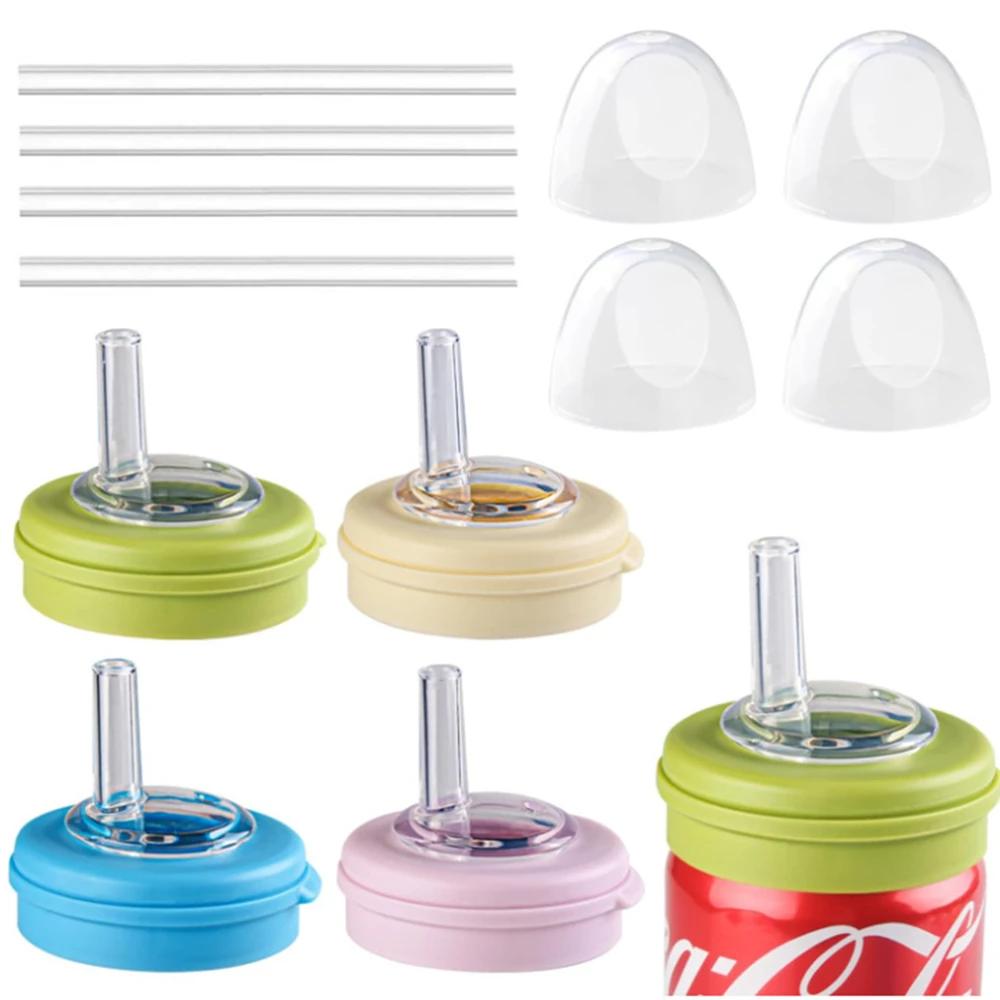 1pc Leak-proof Reusable Soda Can Lids With Straw Durable Eco-friendly Drink Lids For Outdoor Picnic Camping Party