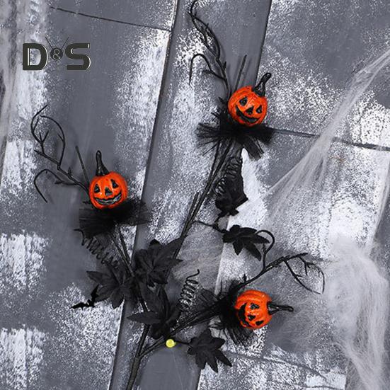 Украшение на елку из тыквы на Хэллоуин, реалистичный искусственный цветок, жуткий черный кленовый букет из тыквы, настольное украшение для домашнего офиса