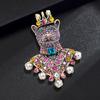 Vintage Full Rhinestone Bear King Brooches For Women Man Unisex Metal Colorful Animal Charm Brooch Pins Wedding Gifts
