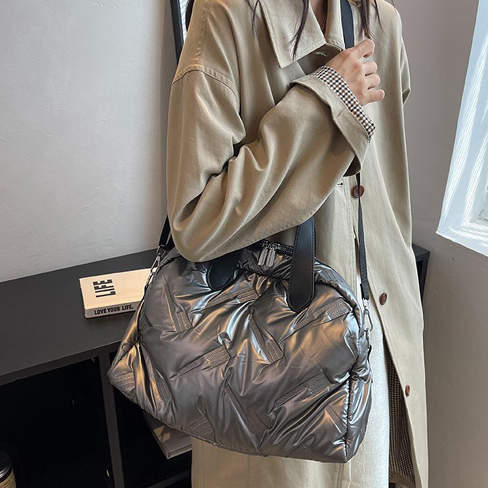 Женская дутая сумка через плечо, большая вместимость, прочная дутая сумка, универсальная повседневная сумка с регулируемым ремешком, зимняя сумка для покупок