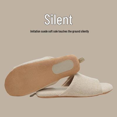 Youtiao Бесшумные домашние тапочки с открытым носком - Дышащий летний лен для деревянных полов