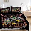 3 шт. Комплект постельного белья Monster Jam Grave Digger Monster Truck - Универсальный трехкомпонентный комплект для спальни, гостевой комнаты, гостиной, отеля - Идеальный подарок f
