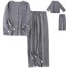 KUMUROETA Эластичный верх и низ для ухода Идеально для и Костный лежачий и для Переодевания Серый Мужская пижама с длинным рукавом во всю длину, 100% хлопок,
