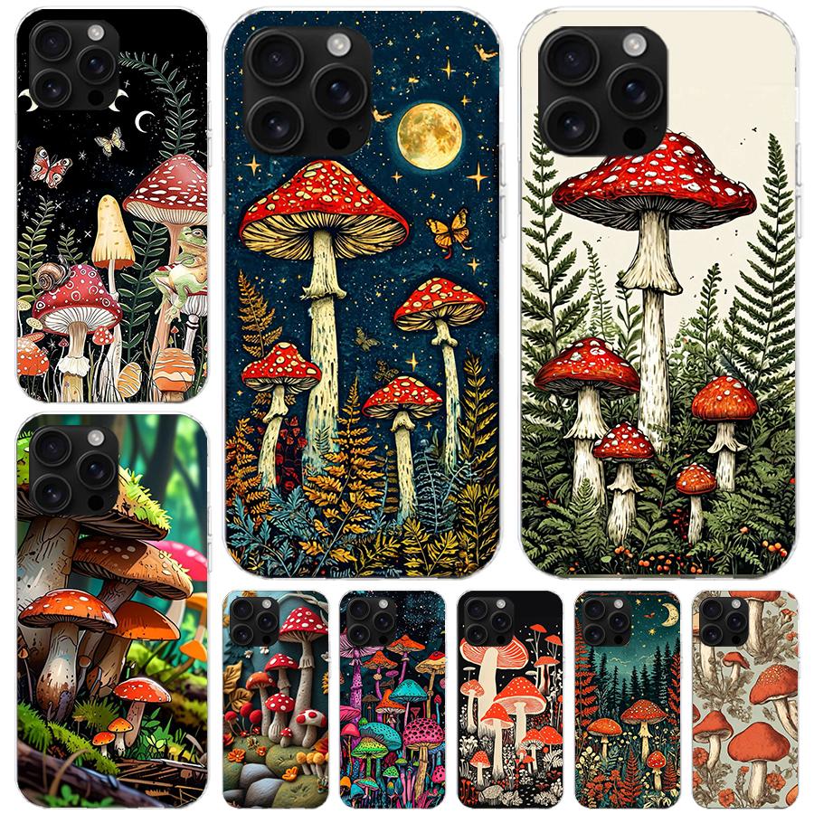 Colorful Mushroom Soft Phone Case For IPhone 11 17 Air 16E 16 Pro Max 15 + 14 Plus 13 Mini 12 Apple 7 SE 8 Fundas Coque 11 17 Ai