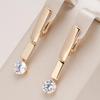 Long Glossy Geometric Shiny Zircon Dangle Earrings for Women Party Fashion Jewelry