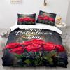 Romantic Rose Floral Duvet Cover Microfiber Quilt Cover for Girls Adults Teens Wedding Valentine's Day Bedroom Decorations Queen
