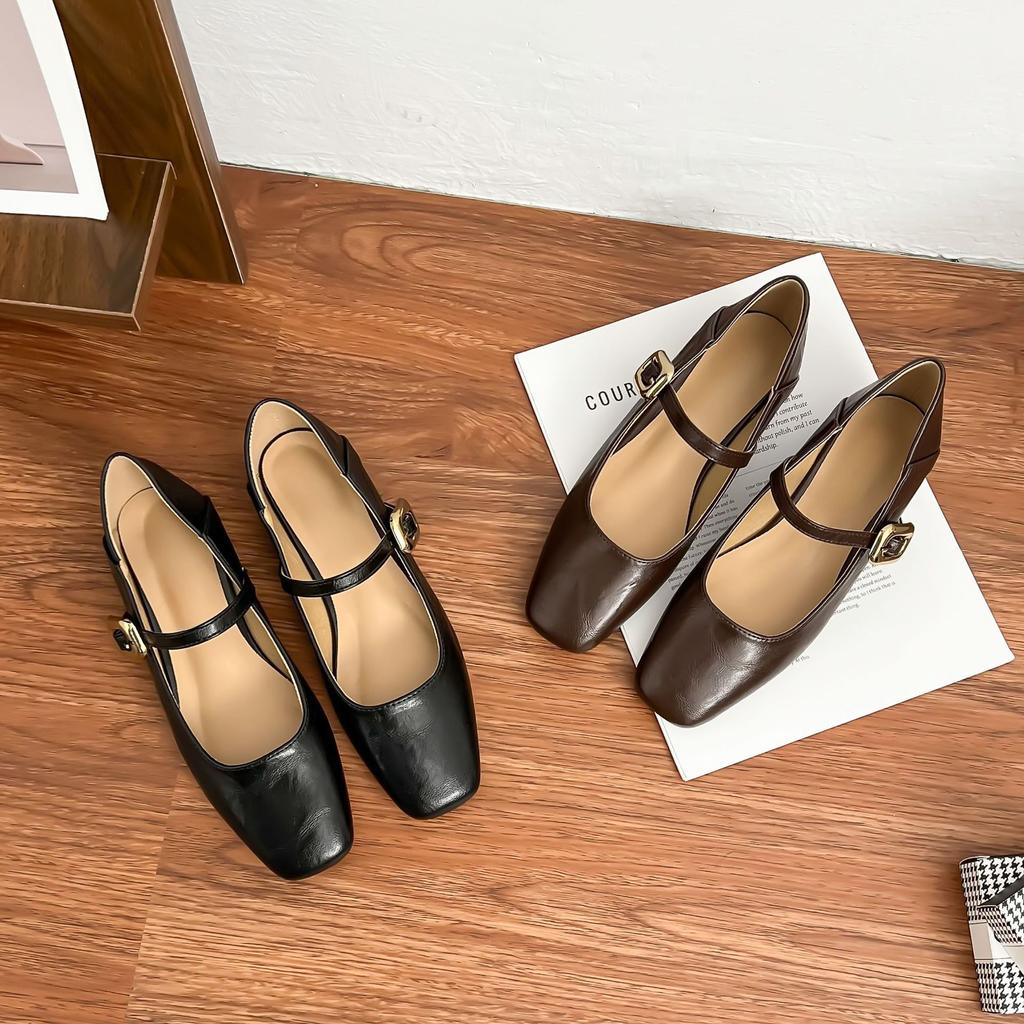 Виноградная мать толстый каблук высокие каблуки женские французские ретро женские туфли удобная мягкая подошва не устают ноги туфли 2025 весна женские