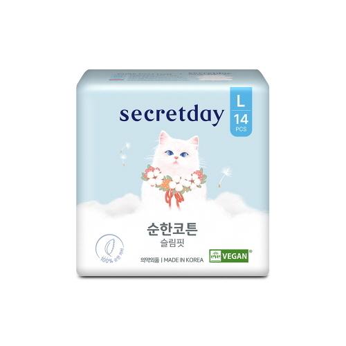 [100% Pure Cotton] Secretday Pure Cotton Slim Fit Sanitary Napkin, 6 Types, Choose 1 (Long Liner/Medium/Large/Overnight/Wearable Overnight)