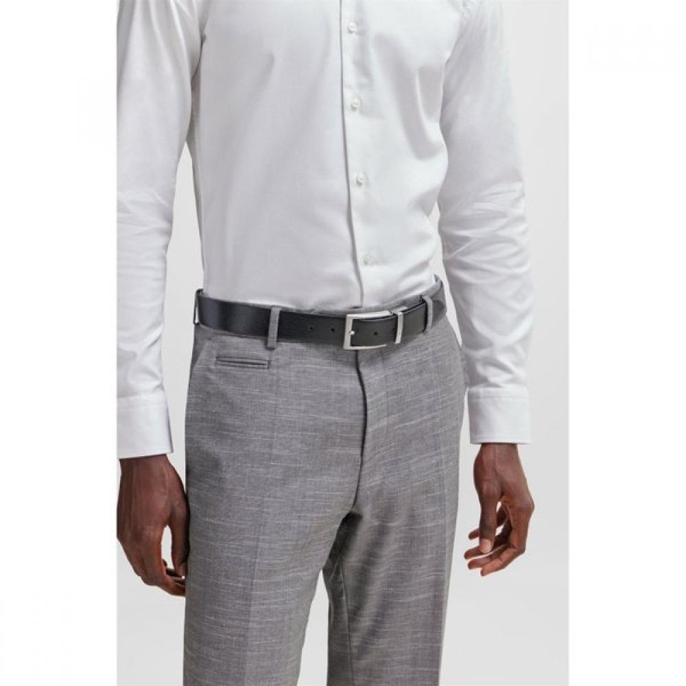 BOSS Логотип Хранитель Зернистая Итальянская Кожа Двусторонняя Пряжка Черный 50447116002