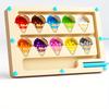 Wooden Puzzle Maze Toy, Focusing On Color Classification and Number Calculation Training, Magnetic Ice Cream Toy for Children Over Three Years Old