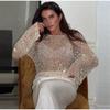Elegant Women's Sequins Hollow Out Pullover Loose Knit O-neck Long Sleeve Female Sweater 2025 Spring Summer Lady Sexy Glitter Pullovers