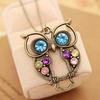 Vintage Hollow Owl Pendant Necklace Retro Carved Sweater Chain for Women Long Necklace
