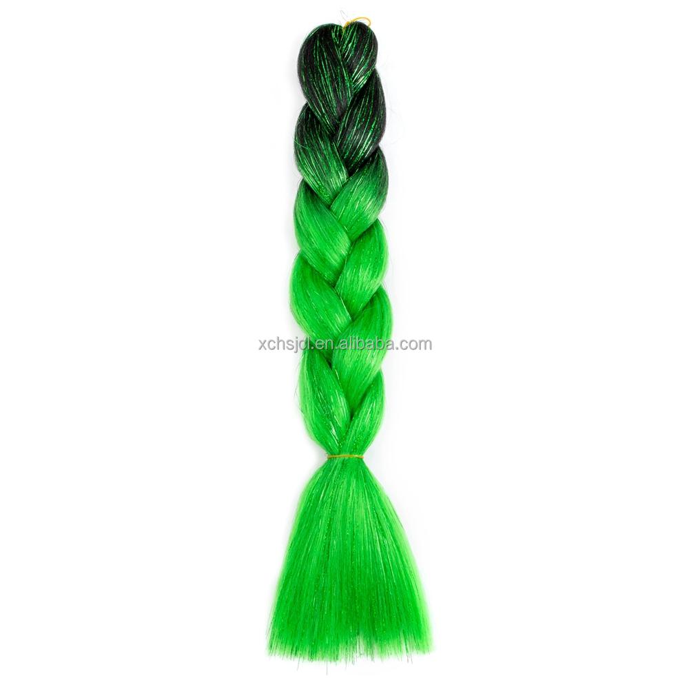 Customized Soft Heat Resistant Fiber Festival Ombre Pure 2 3 4 5 Tone Color Tinsel Glitter Jumbo Braiids
