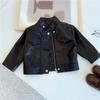 Children's Leather Jacket Girl's Stand-up Collar PU Leather Jacket Boy's Short Zippered Leather Jacket Kids Clothing