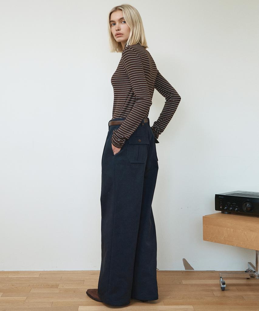 IHR Back Pocket Cotton Pants / Navy