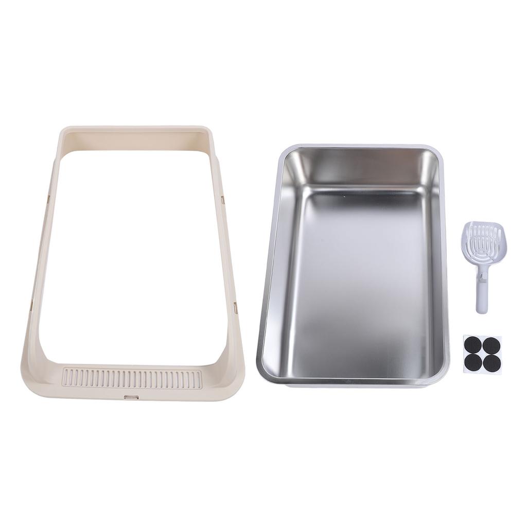 Кошачий туалет из нержавеющей стали с контролем запаха, высокие борта, металлический туалет, против утечки мочи, легкая очистка