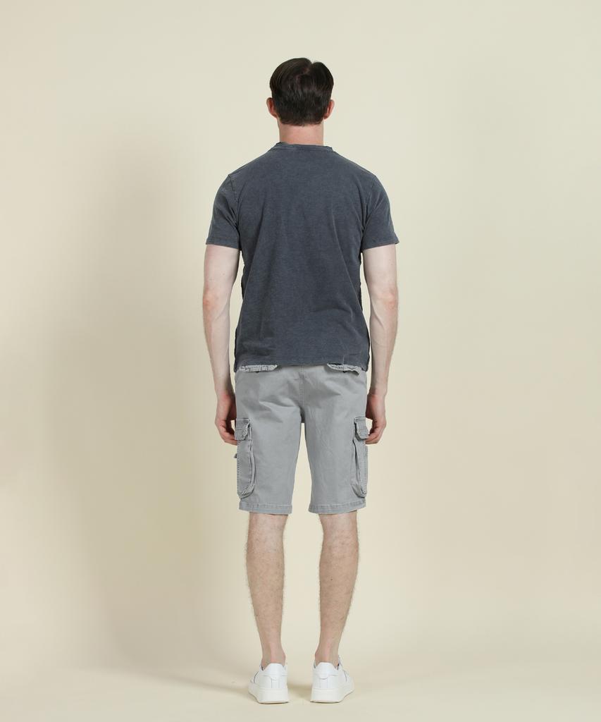 PANICALE Grey Washed Cotton Blend Cargo Shorts