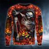 New Men's Autumn Round Neck Long Sleeve T-shirt =Retro Skull 3D Pattern Print T Shirts Casual Fashion Tops Men Clothing