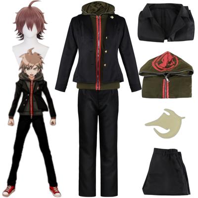 Аниме Super Danganronpa Naegi Makoto, карнавальный костюм, парик, верхняя часть, внутренняя одежда, штаны, значок, полный комплект, школьная форма, одежда на Хэллоуин