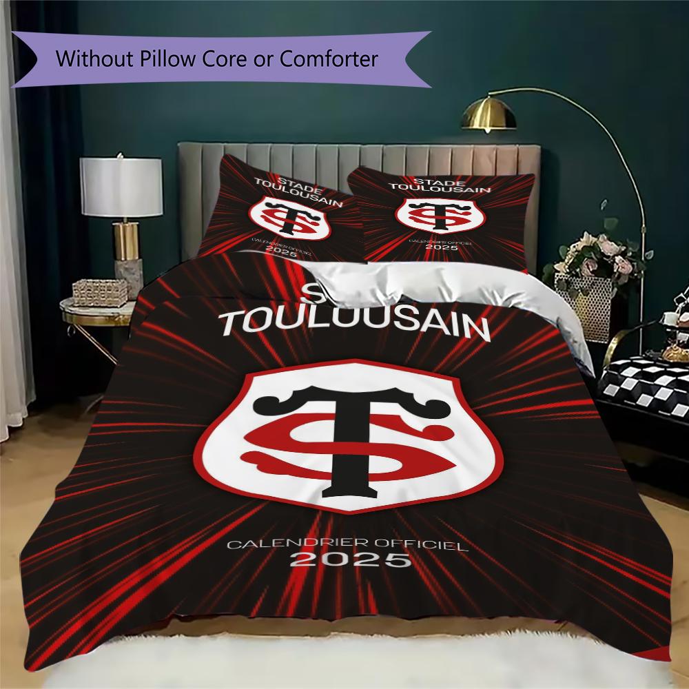 Stade Toulousain Pattern Bedding uilt Set uilt Cover Pillowcase Home Decoration Birthday Gift (1 * duvet cover + 2 * pillowcase without core)178