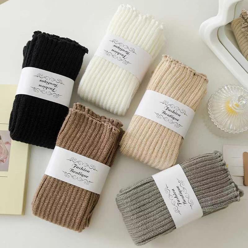 Японские вязаные гетры однотонные для женщин - Утягивающие, теплые, модные осенне-зимние носки