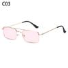 1PC Metal Half Frame Sun Glasses Small Square Women's Sunglasses Vintage Shades Trendy Narrow Hip Hop Eyewear