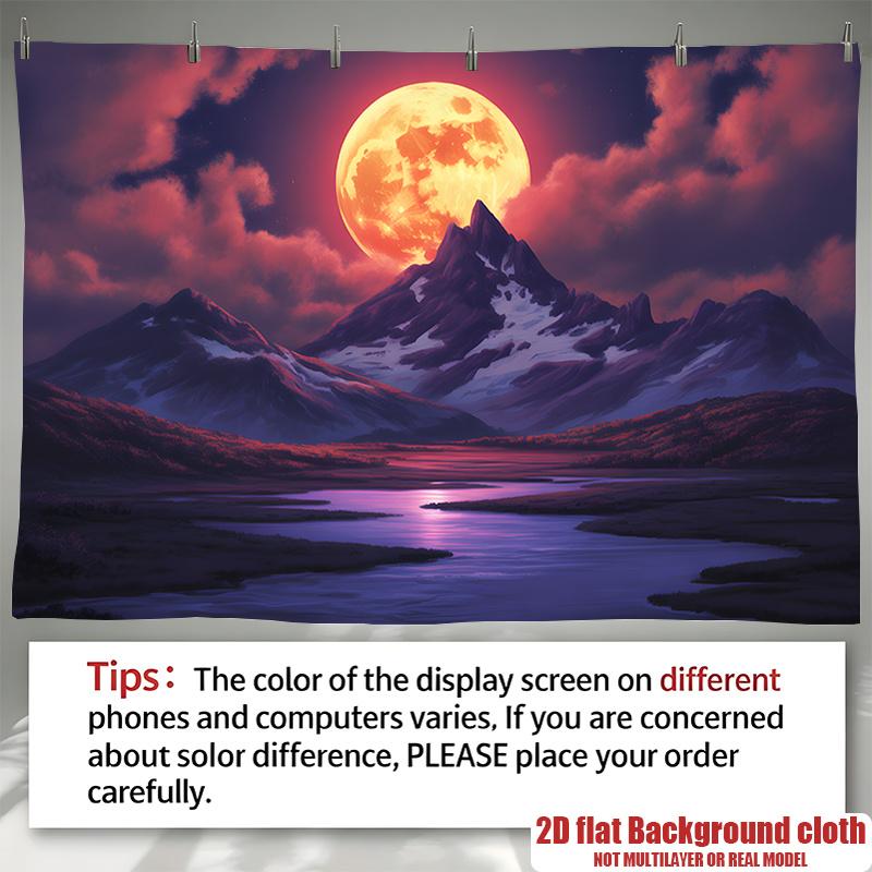 Party Backdrop Moon Flat Full Illuminates Valley Photo Booth Background Party Decor