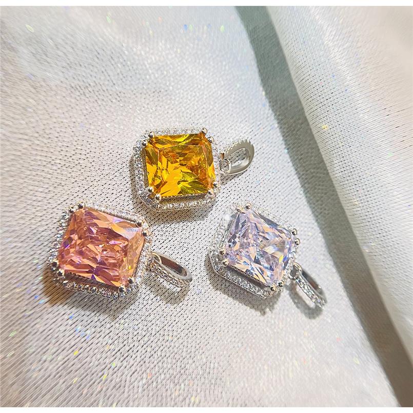 CC Romantic Pink Pendants For Women Shine Cubic Zirconia Stone Necklace Fashion Accessories Fine Jewelry Gift CCN288