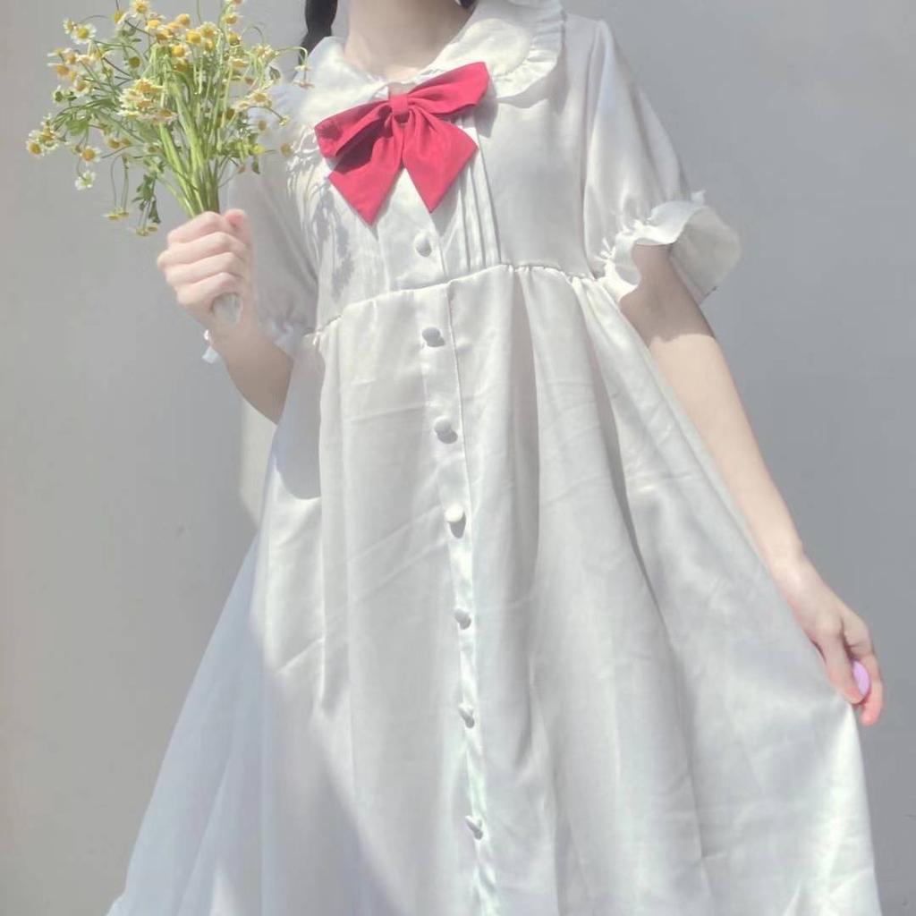 Korean Version of The Bow Tie Dress Female Summer New Japanese A Word Long Skirt