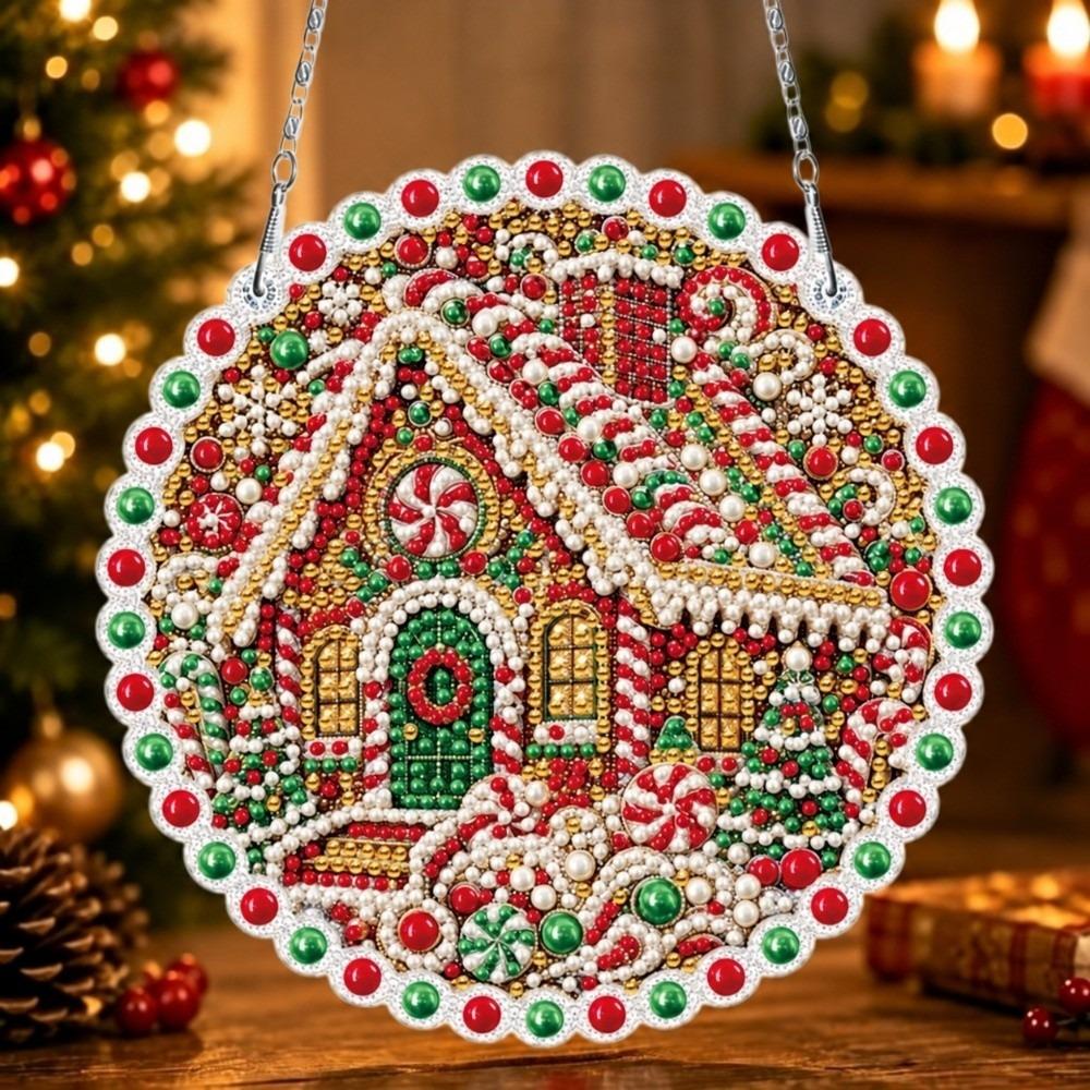 Acrylic Round Board Pearl Painting Kit DIY Craft Xmas Acrylic Pendant Window Wall Decor