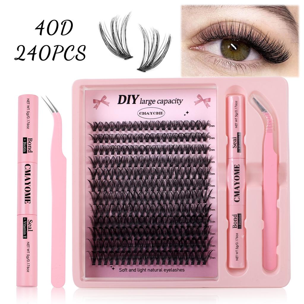 Segmented 10D-100D False Eyelashes DIY Kit, D Curl, Cluster Lashes, Natural & Voluminous